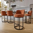 thumbnail image 1 of Peispie Counter Height Bar Stools Set of 4, 25 Inch Linen Upholstered Bar Chairs with Back, Modern Kitchen Island Stools with Footrest, Metal Frame, 350 lbs, Orange, 1 of 6
