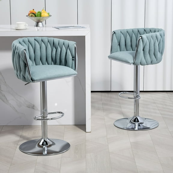 Bananova Swivel Adjustable Velvet Bar Stools Set of 2, 25.6"–31.5" Seat Height, Upholstered Modern Bar Chairs with Low Back, Gold Base, for Kitchen Island and Home Bar