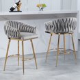 thumbnail image 1 of Bananova Velvet Bar Stools Set of 2, 26 Inch Seat Height Upholstered Luxury Bar Chairs with Low Back, Modern&nbsp; Style Counter Height Bar Stools, Grey, 1 of 5