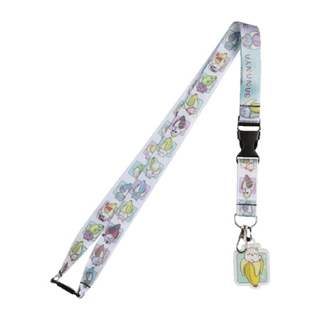 Bananya Anime Cartoon Cat Lanyard w/ Charm and ID Holder