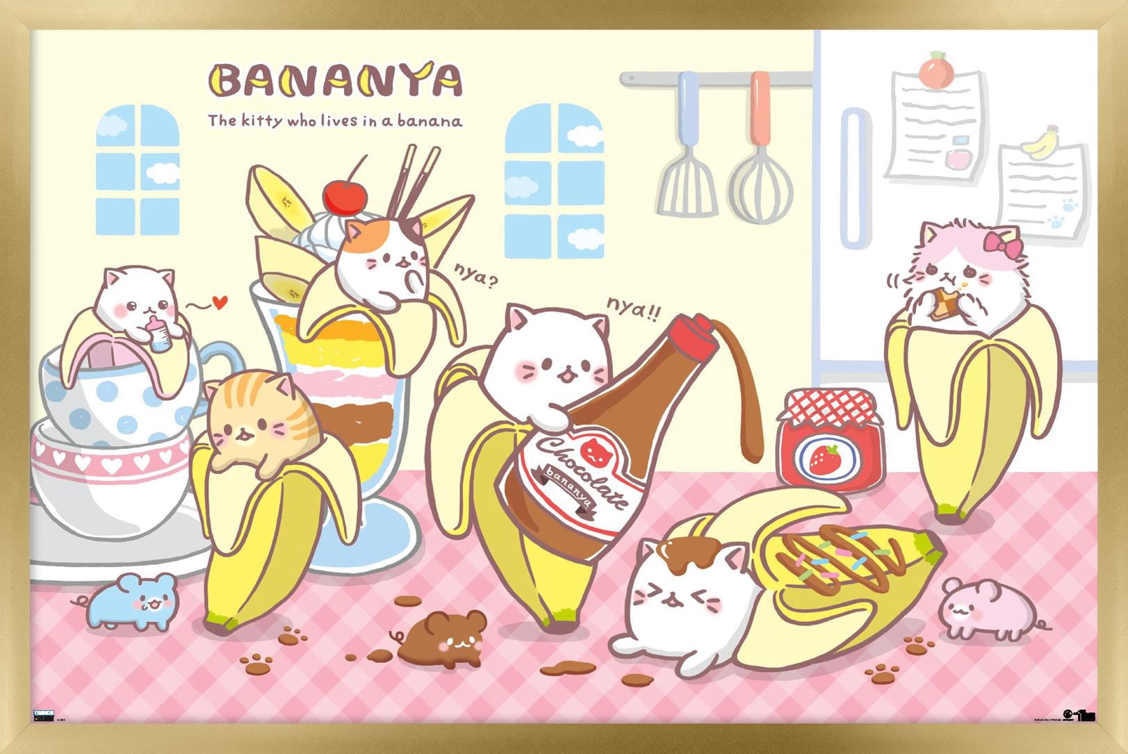 Bananya - Chocolate Wall Poster, 22.375" x 34" Framed