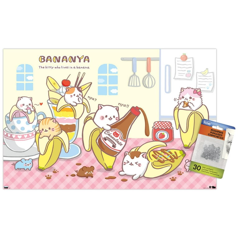 Bananya Chocolate Wall Poster with Push Pins 14.725