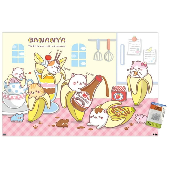 Bananya - Chocolate Wall Poster with Pushpins, 22.375" x 34"