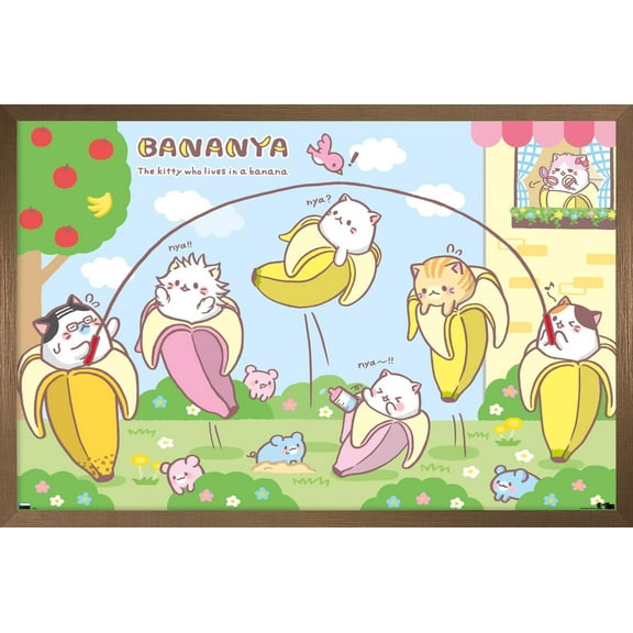 Bananya - Jump Rope Wall Poster, 14.725" x 22.375" Framed