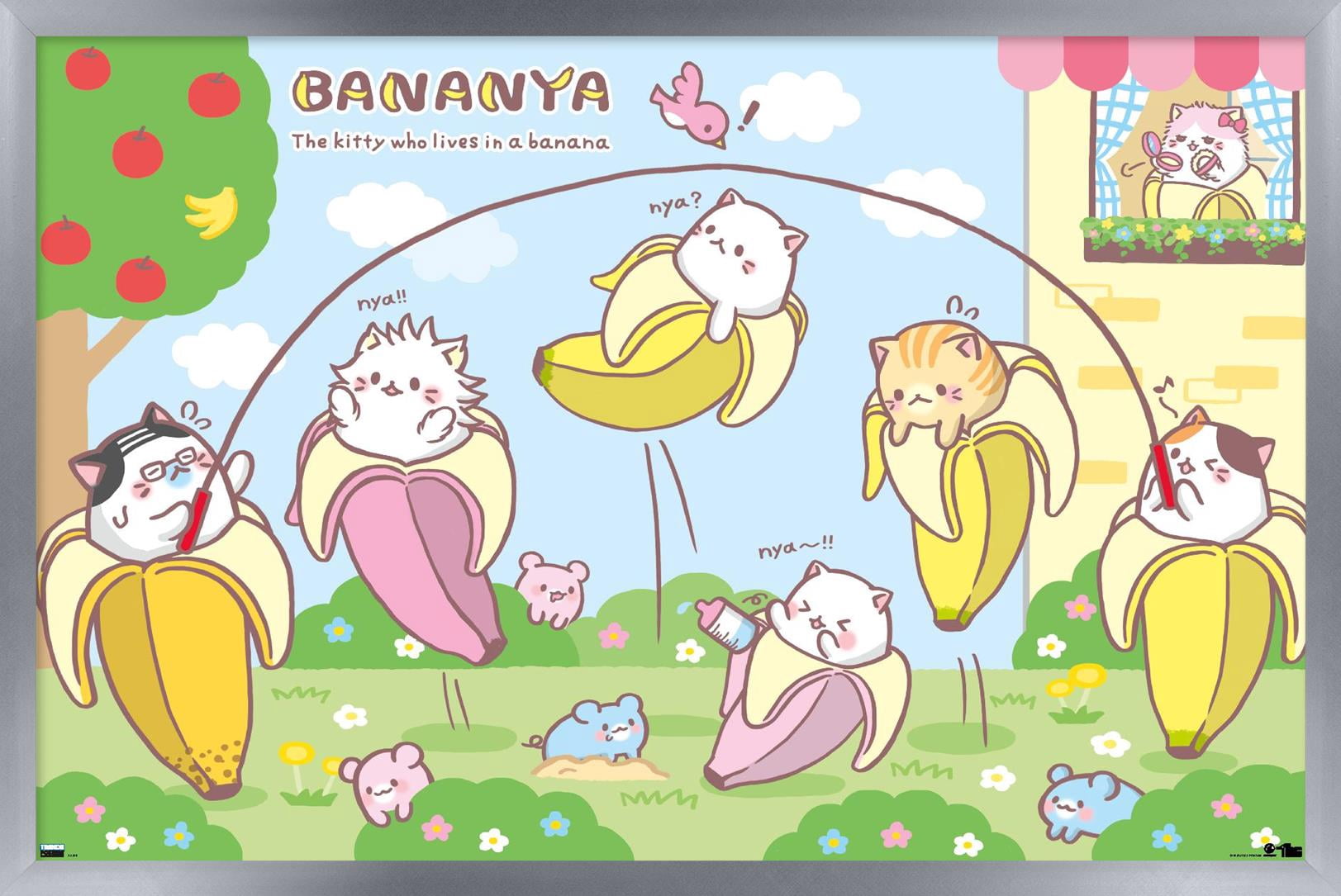 Bananya - Jump Rope Wall Poster, 14.725" x 22.375" Framed