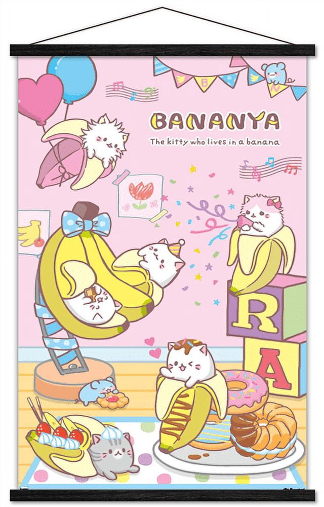 Bananya - Party Wall Poster with Magnetic Frame, 22.375" x 34"