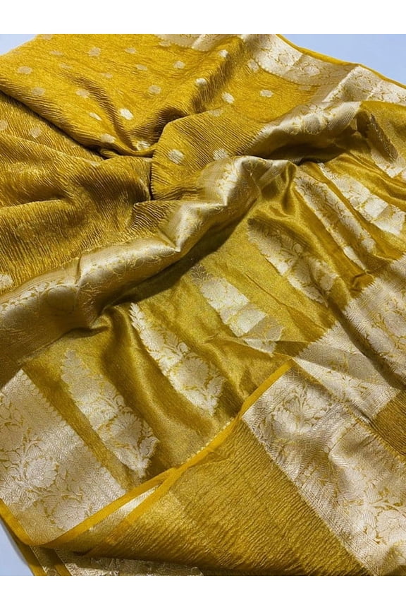 Banarsi Semi tissue crush fancy wedding and party saree