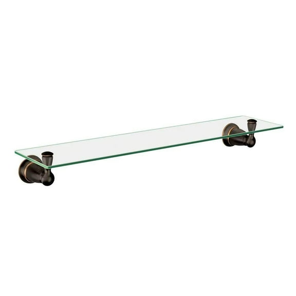 Banbury 5-4/25 In. L X 3 In. H X 22-3/4 In. W Wall-Mount Clear Glass Shelf In Mediterranean Bronze
