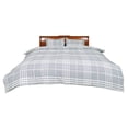 thumbnail image 1 of Banbury Plaid Grey and Ivory Cotton King Comforter Set, 1 of 7