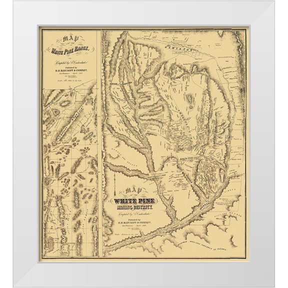Bancroft 12x13 White Modern Wood Framed Museum Art Print Titled - White Pine Range Mining Landowner NV
