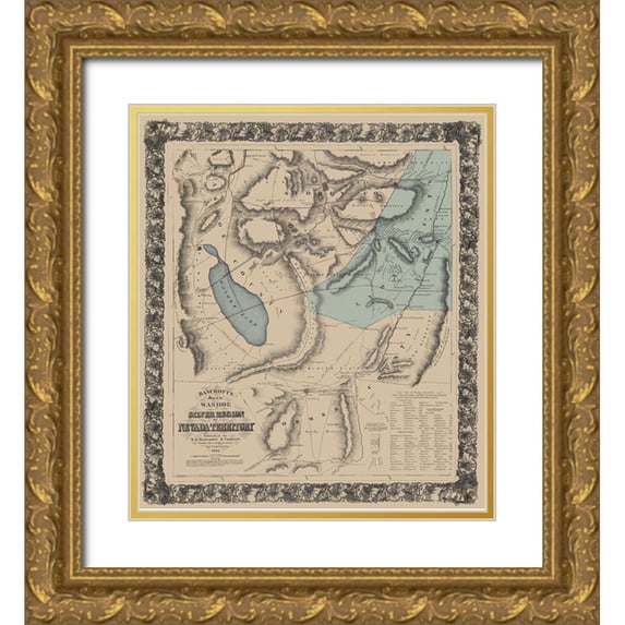 Bancroft 15x17 Gold Ornate Wood Framed with Double Matting Museum Art Print Titled - Washoe Silver Region Nevada - Bancroft 1862