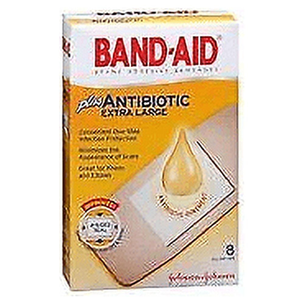 BandAid Adhesive Antibiotic Bandages Heal Wounds & Infection 8 ct, 3
