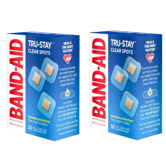 Band-Aid Adhesive Bandage Clear Spots Quiltvent Technology, 50ct, 2-Pack