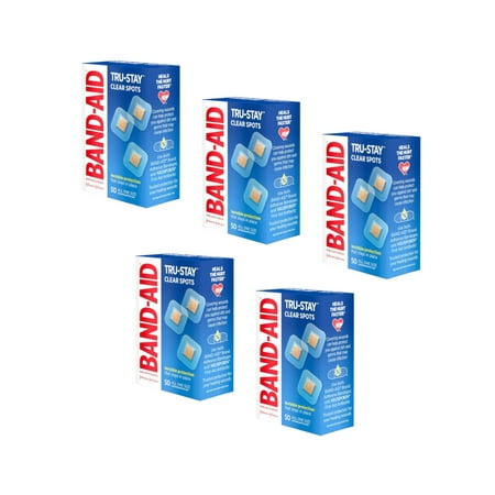 Band-Aid Adhesive Bandage Clear Spots Quiltvent Technology, 50ct, 5-Pack