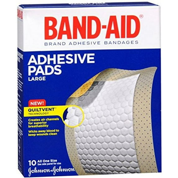 Band-Aid Adhesive Bandages, Large Adhesive Pads, 10 Count