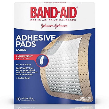 Band-Aid Adhesive Bandages, Large Adhesive Pads, 10 Count