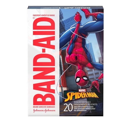 Band-Aid Adhesive Bandages, MARVEL Spiderman, Assorted Sizes 20 ct (Pack of 2)