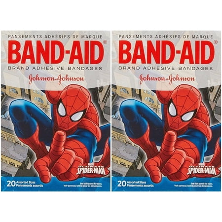 Band-Aid Adhesive Bandages, Marvel Spiderman, Assorted Sizes 20 Ct, 2-Pack