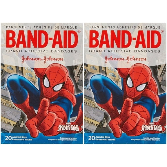 Band-Aid Adhesive Bandages, Marvel Spiderman, Assorted Sizes 20 Ct, 2-Pack