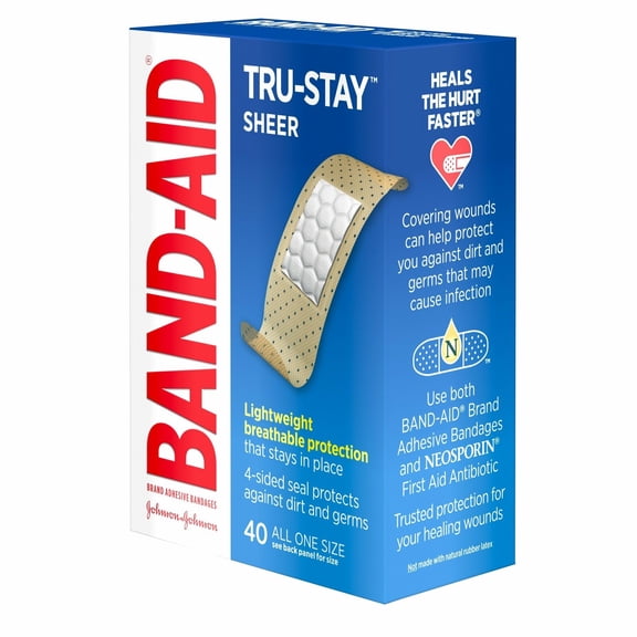 Band-Aid Adhesive Bandages Tru-Stay Sheer Strips, 40ct, 3-Pack