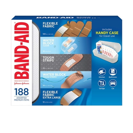 Band-Aid Adhesive Bandages with Case, 188 Count