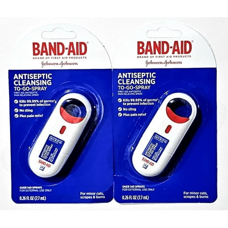 Band Aid Antiseptic Cleansing To Go Spray For Cuts Scrapes, (2 Pack )