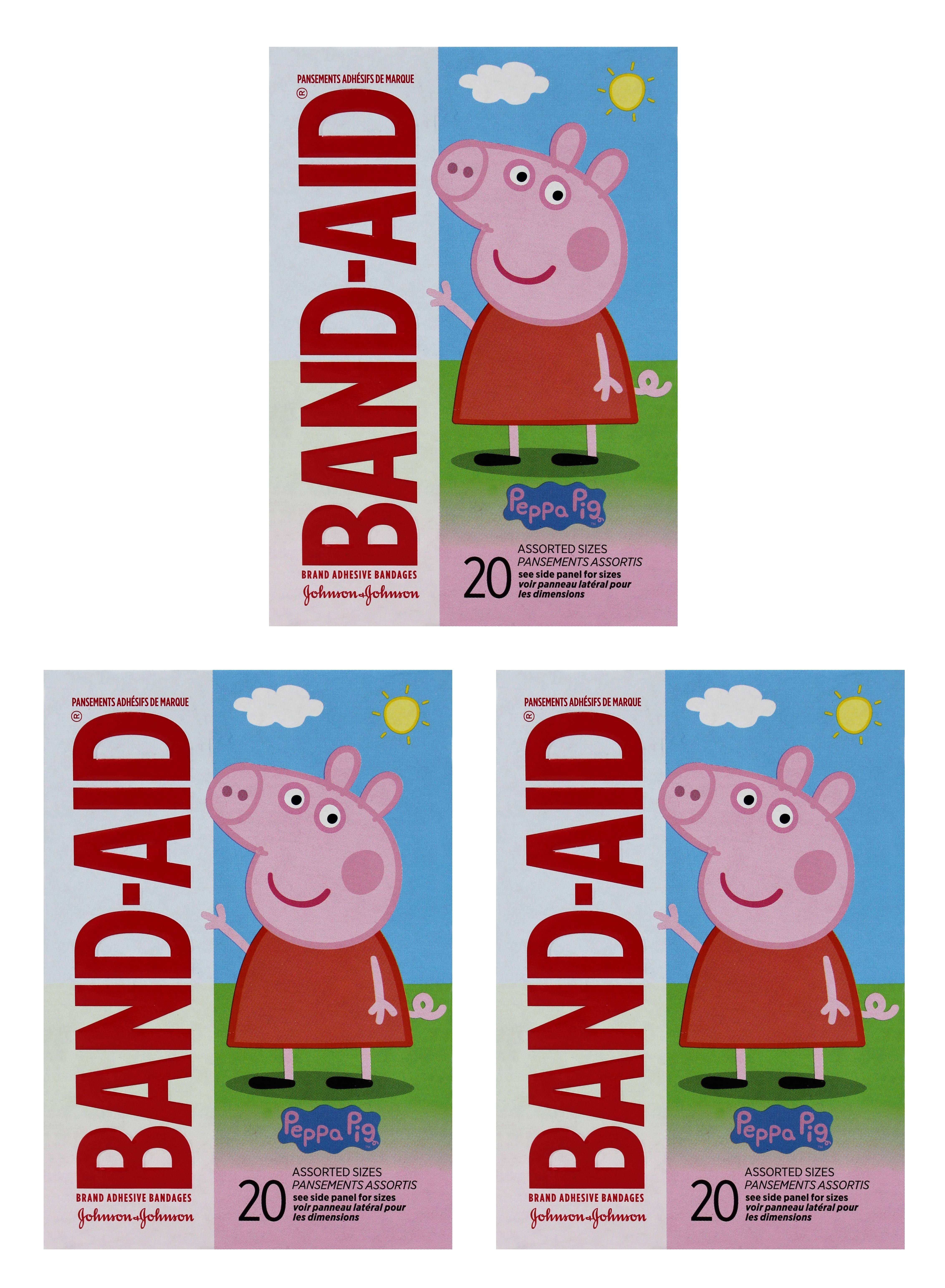 Band Aid Bandages Peppa Pig Assorted Sizes 20 ct Pack of 3