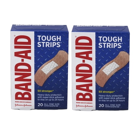 Band-Aid Bandages Tough-Strips, One Size - 20 Ea, 2 Pack
