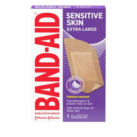 Band-Aid Brand Adhesive Bandage for Sensitive Skin, Extra Large, 7 Ct