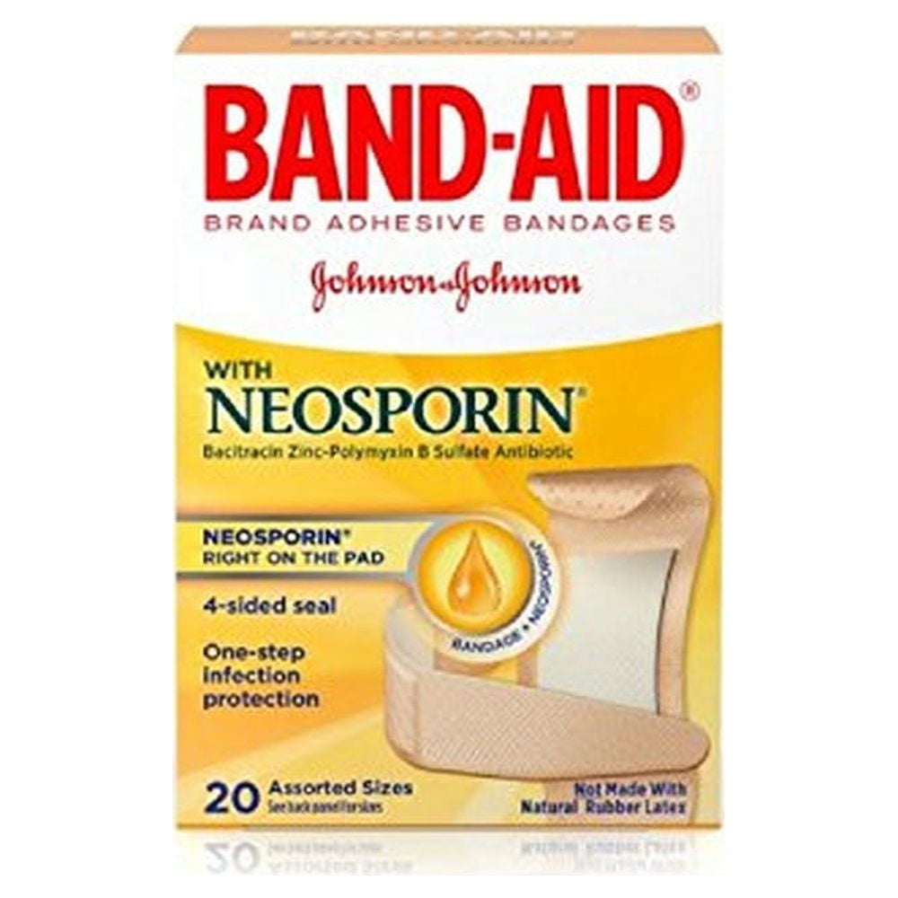 Band-Aid Brand Adhesive Bandages Plus Antibiotic, Assorted Sizes (Pack of 48)