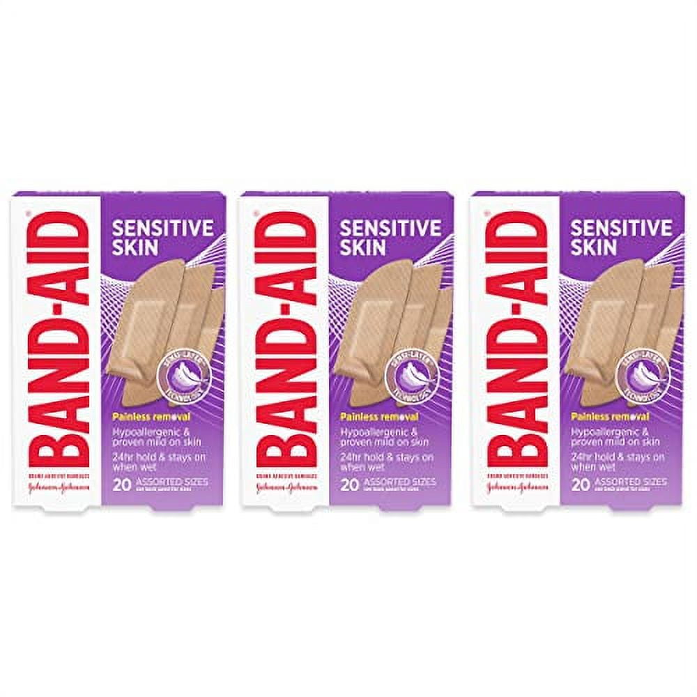 BandAid Brand Adhesive Bandages for Sensitive Skin, Durable