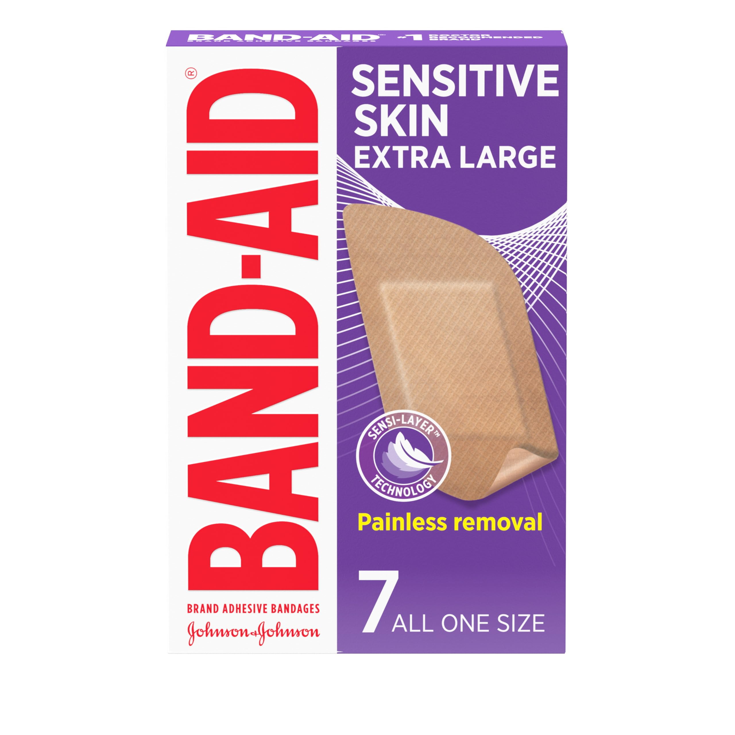 BandAid Brand Adhesive Bandages for Sensitive Skin, Hypoallergenic