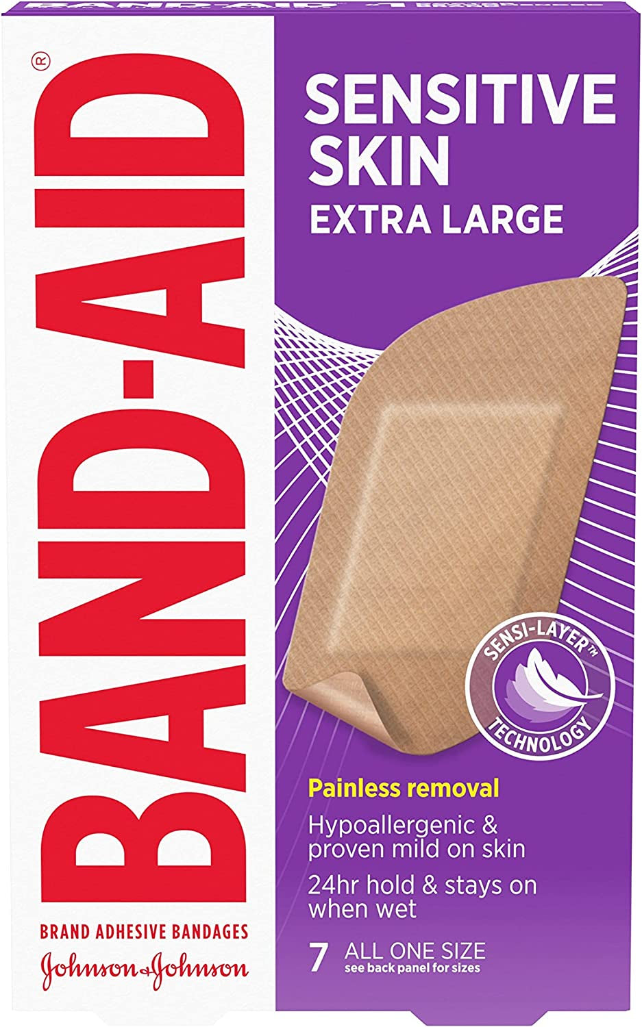 BandAid Brand Adhesive Bandages for Sensitive Skin, Hypoallergenic