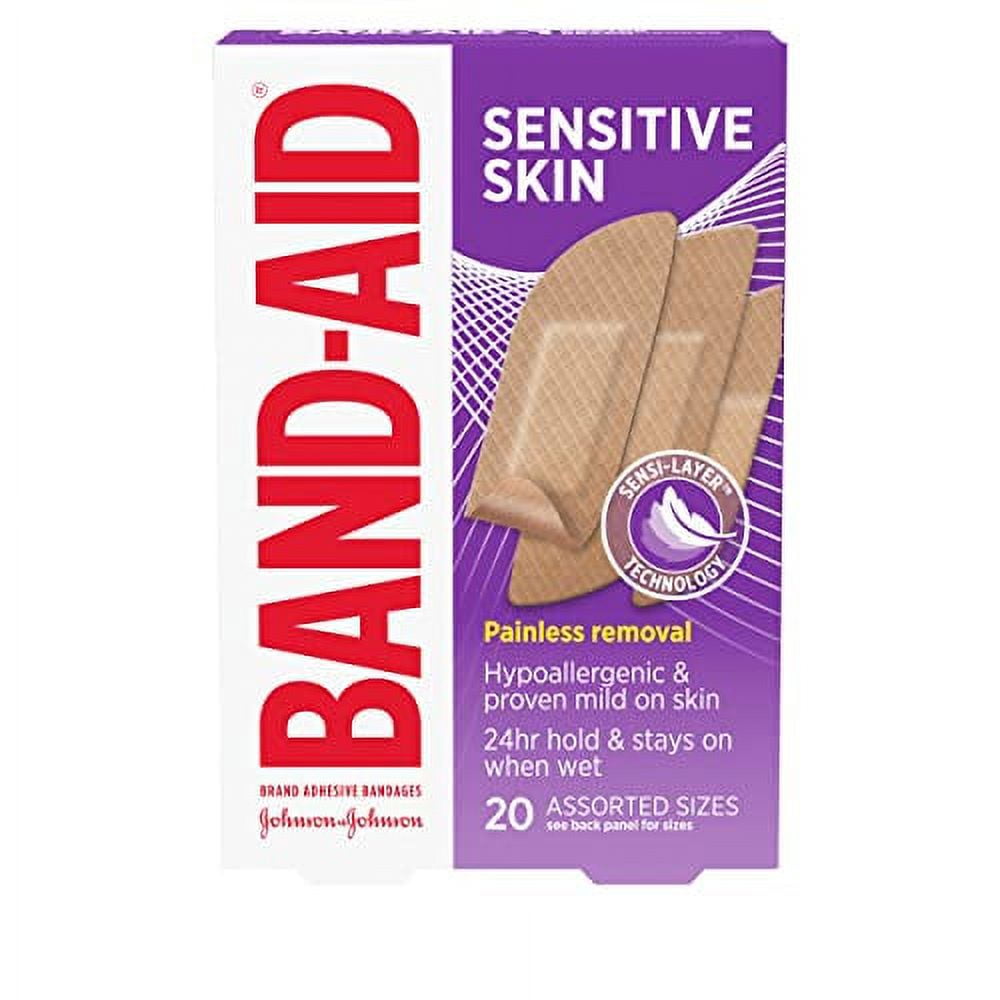 BandAid Brand Adhesive Bandages for Sensitive Skin, Hypoallergenic