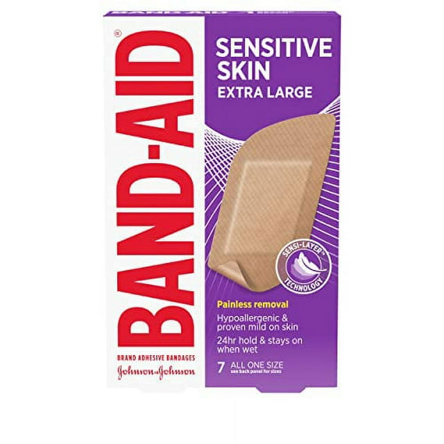 BandAid Brand Adhesive Bandages for Sensitive Skin, Hypoallergenic