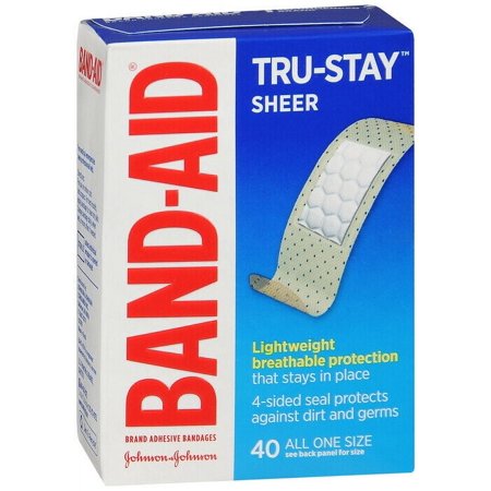 Band-Aid Brand Adhesive Bandages Tru-Stay Sheer, All One Size, 40 Count