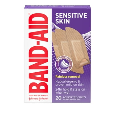 Band-Aid Brand Adhesive Bandages for Sensitive Skin, Assorted, 20 Ct