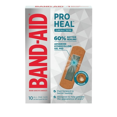 Band-Aid Brand All One Size Pro Heal Bandages, Hydrocolloid Pad, 10 Count