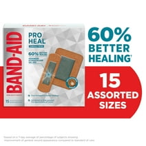 Band-Aid Brand Assorted Pro Heal Bandages, Hydrocolloid Pad, 15 Ct