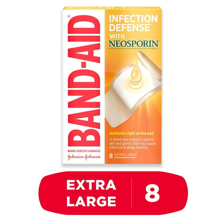 Band-Aid Brand Bandages with Neosporin Antibiotic, Extra Large, 8