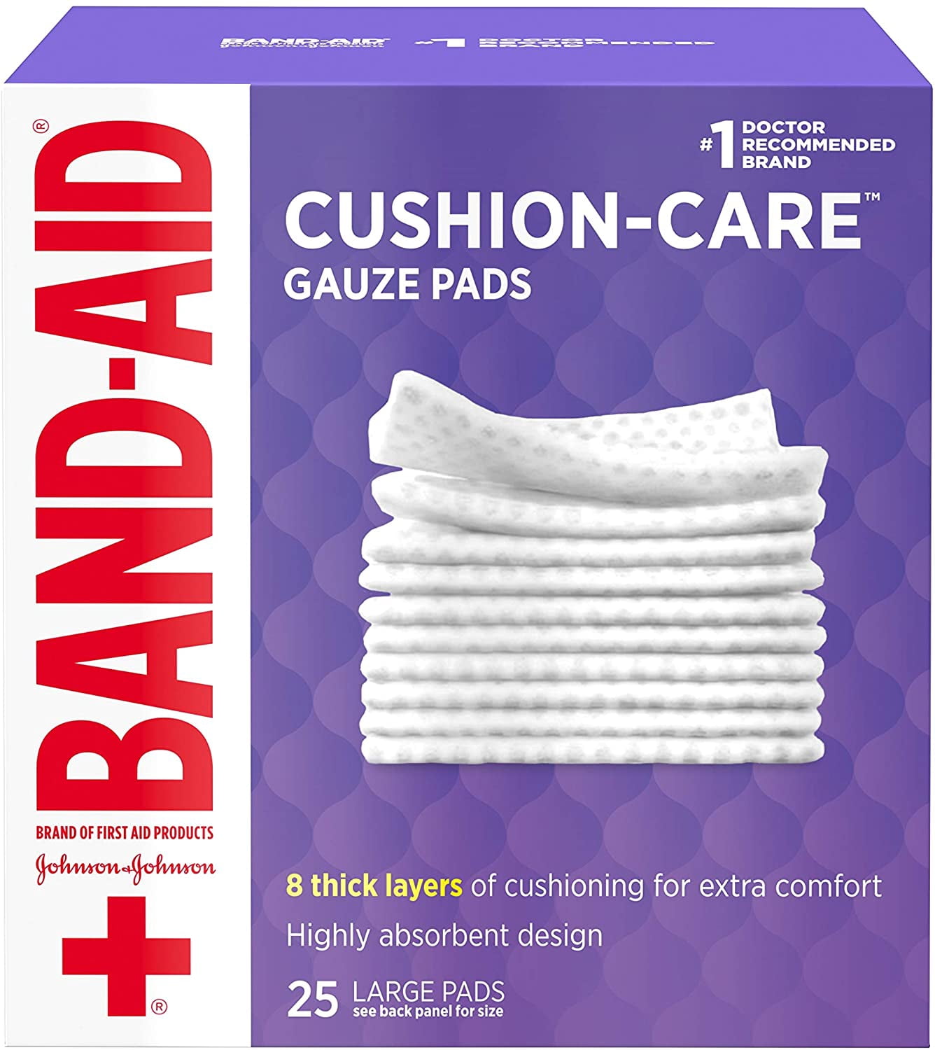 Band-Aid Brand Cushion Care Gauze Pads, Large, 4 in x 4 in, 25 ct (Pack of 3)