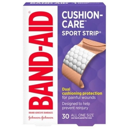 Band-Aid Brand Cushion Care Sport Strip Adhesive Bandages, 30 ct (Pack of 4)