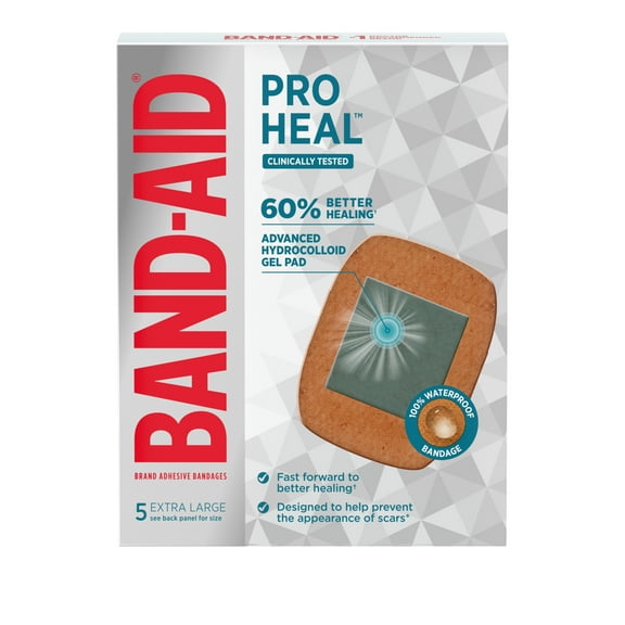 BAND-AID Brand Extra Large Pro Heal Bandages + Hydrocolloid Pads, 5 Count