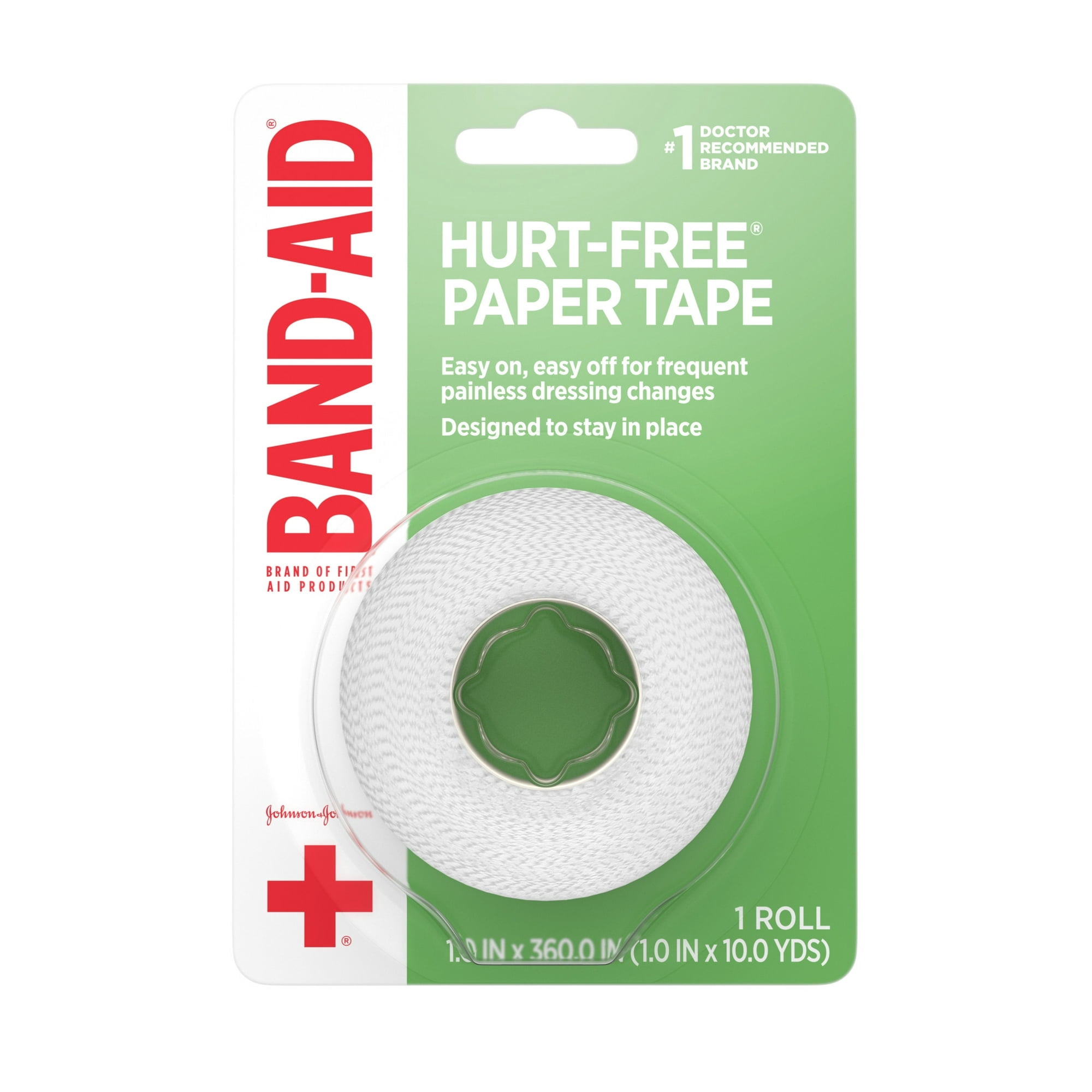 Band-Aid Brand First Aid Hurt-Free Medical Paper Tape, 1 in by 10 yd (Pack of 6)