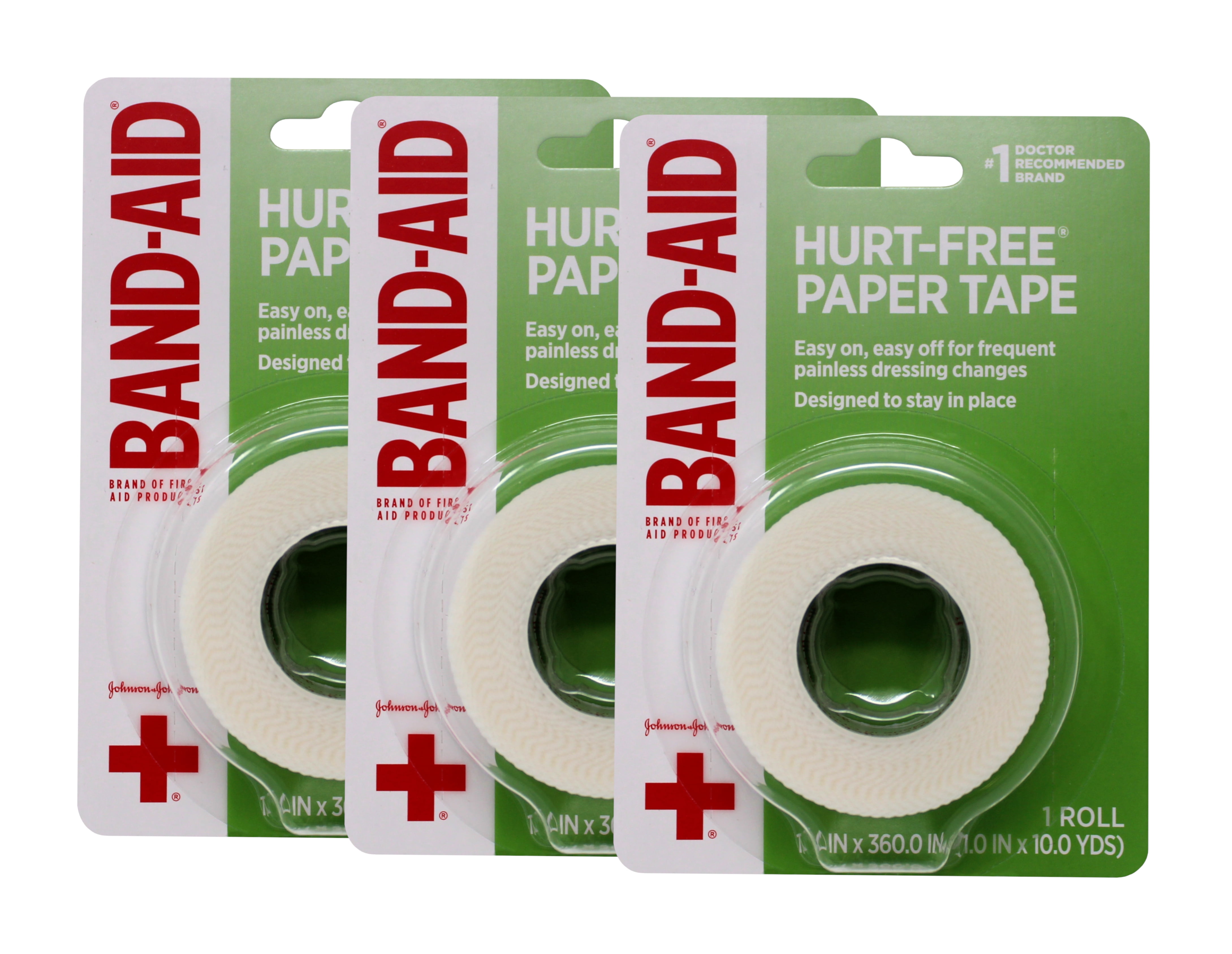 BandAid Brand First Aid Medical Tough Cloth Tape, 1 in by 10 yd (Pack of 3)