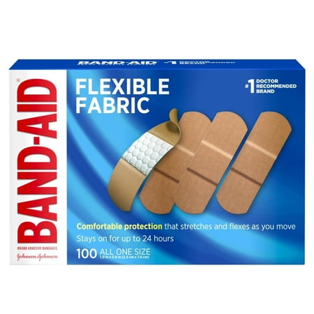 Band-Aid Brand Flexible Fabric Adhesive Bandages, All One Size, 100 ct (Pack of 6)