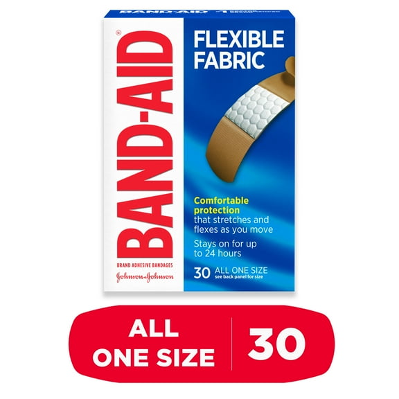 Band-Aid Brand Flexible Fabric Adhesive Bandages, All One Size, 30 Count