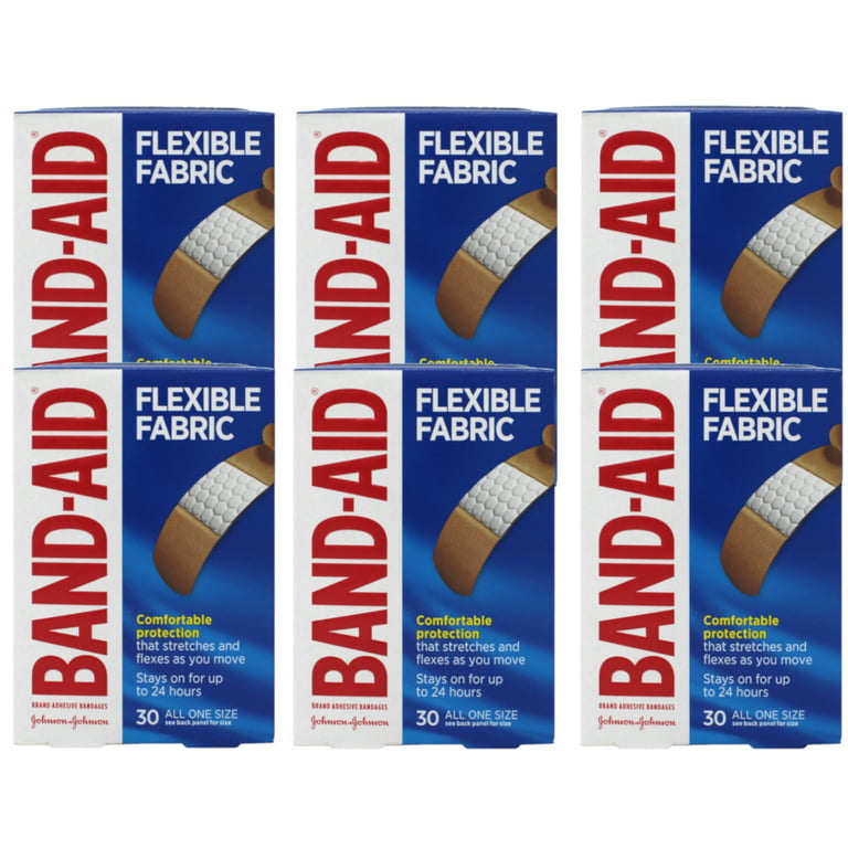 Band-Aid Brand Flexible Fabric Adhesive Bandages, All One Size, 30 ct (Pack  of 6) 