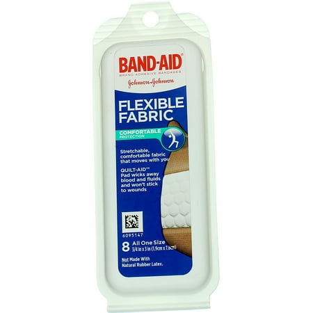 Band-Aid Brand Flexible Fabric Adhesive Bandages, All One Size, 8 ct (Pack of 2)