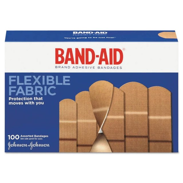 BandAid Brand Flexible Fabric Adhesive Bandages, Assorted, 100 Ct